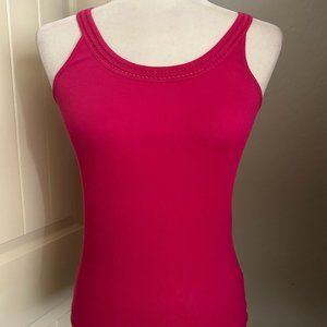 Banana Republic Women's Woven Trim Neckline Fuchsia Pink Sleeveless Tank XS NWOT